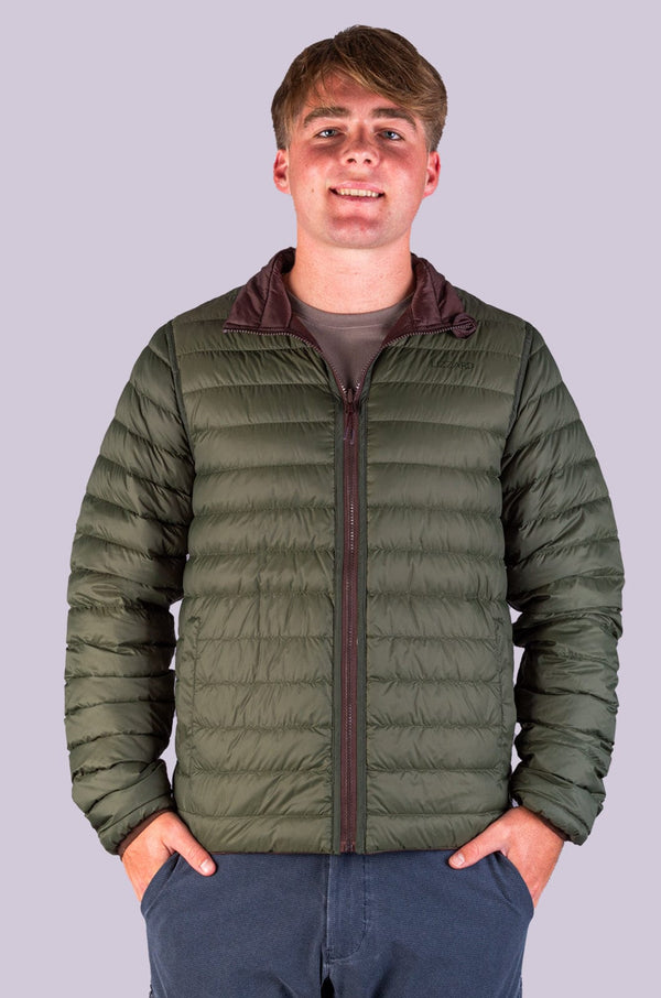 Aiden - Mens Reversible Puffer Lizzard apparel Mole/Deep Olive / S