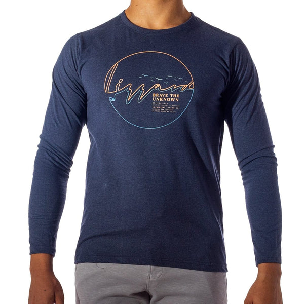 Akamu- Mens L/S Tee Lizzard apparel Navy / XS