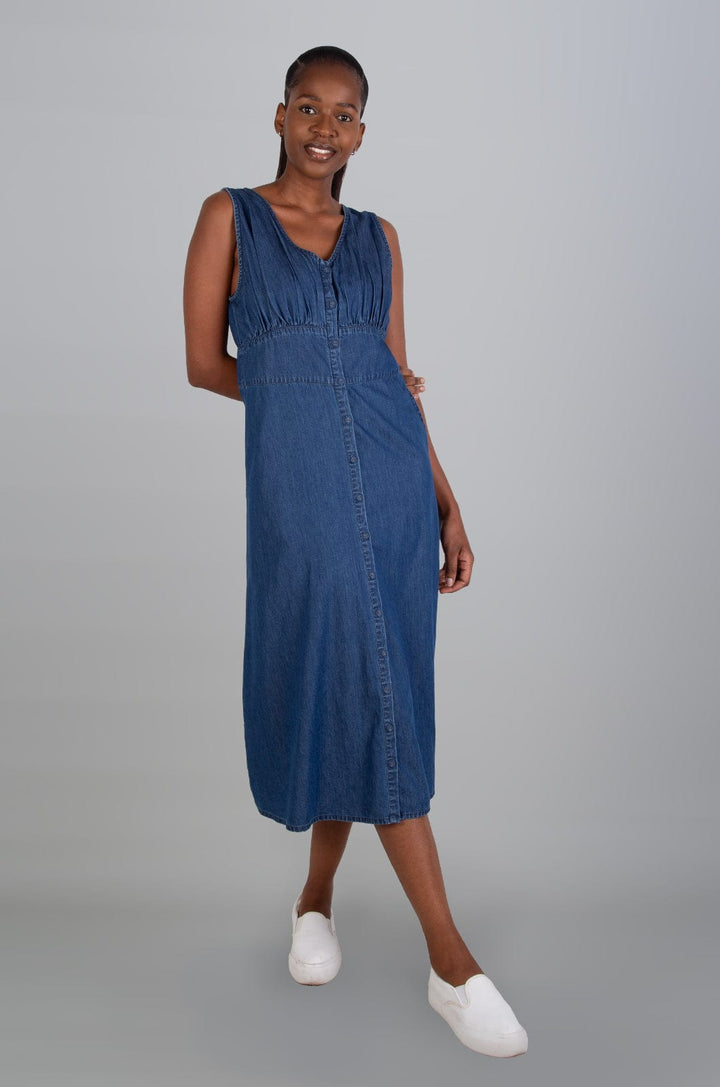 Alka - Ladies Styled Dress Lizzard apparel Dark Denim / S