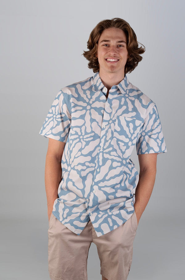 Archimedes - Mens Button Up Lizzard apparel Blue Fusion / XS