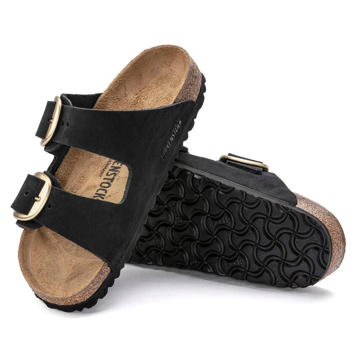 Arizona Big Buckle Black/Gold Nubuck Leather Bash footwear