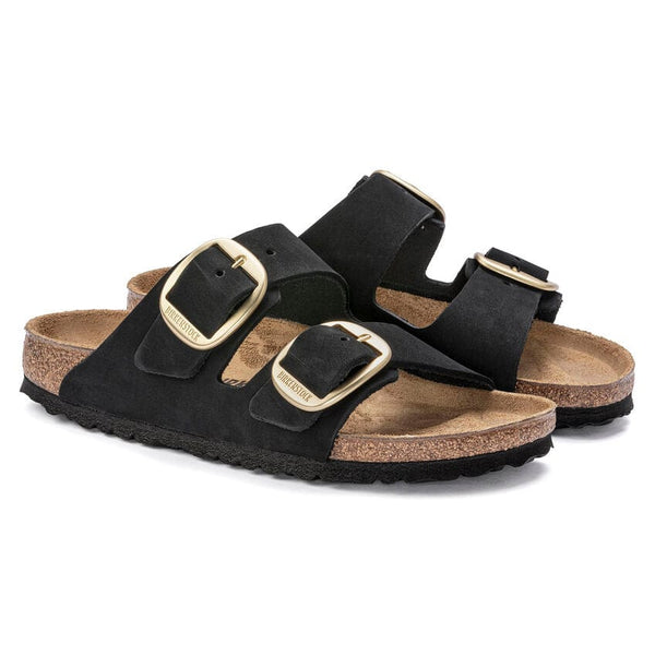 Arizona Big Buckle Black/Gold Nubuck Leather Bash footwear