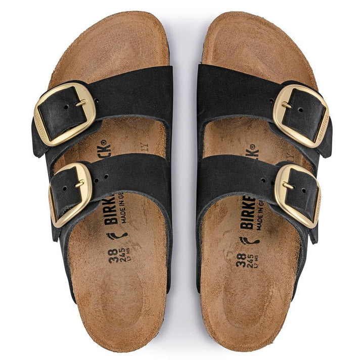 Arizona Big Buckle Black/Gold Nubuck Leather Bash footwear