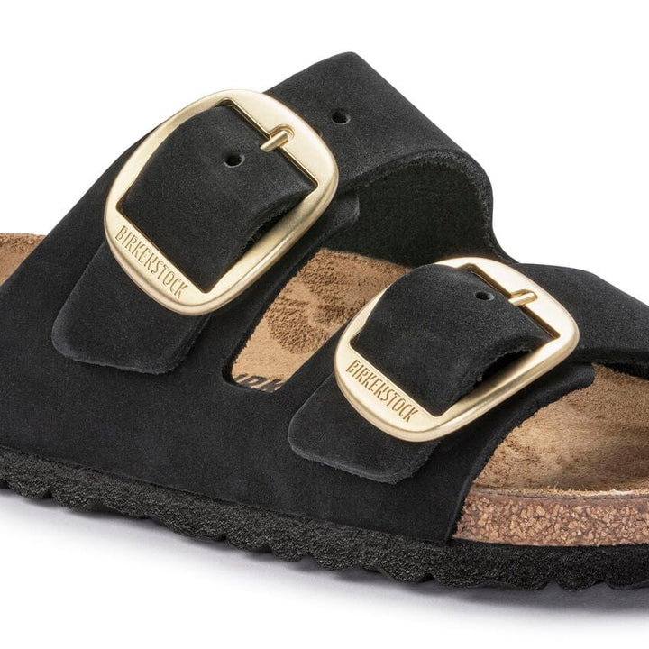 Arizona Big Buckle Black/Gold Nubuck Leather Bash footwear