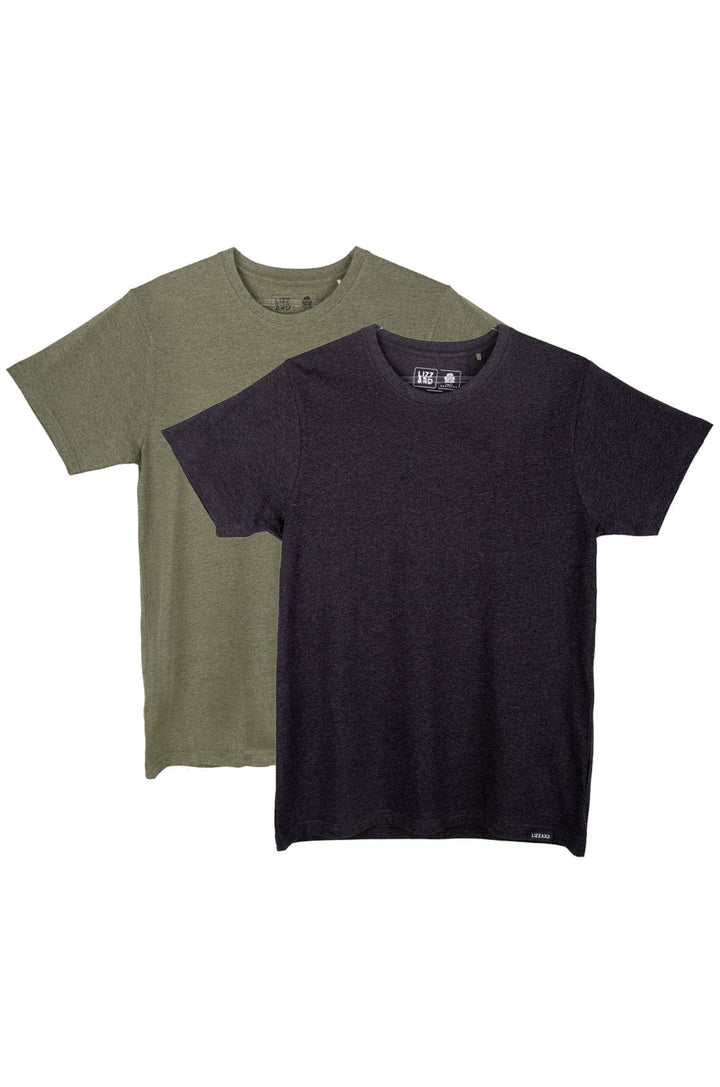 Blanc 2- Mens Twin Pack Lizzard apparel Charcoal/Olive / XS