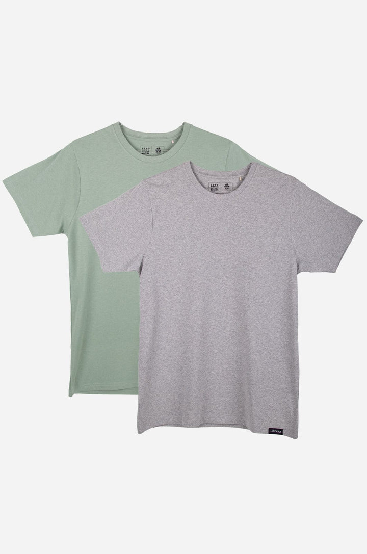 Blanc 2- Mens Twin Pack Lizzard apparel Grey Melange/Ice Green / XS