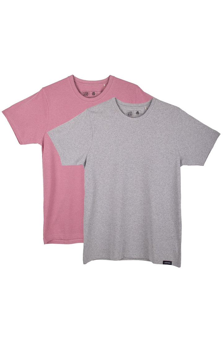 Blanc 2- Mens Twin Pack Lizzard apparel Grey Melange/Light Pink / XS