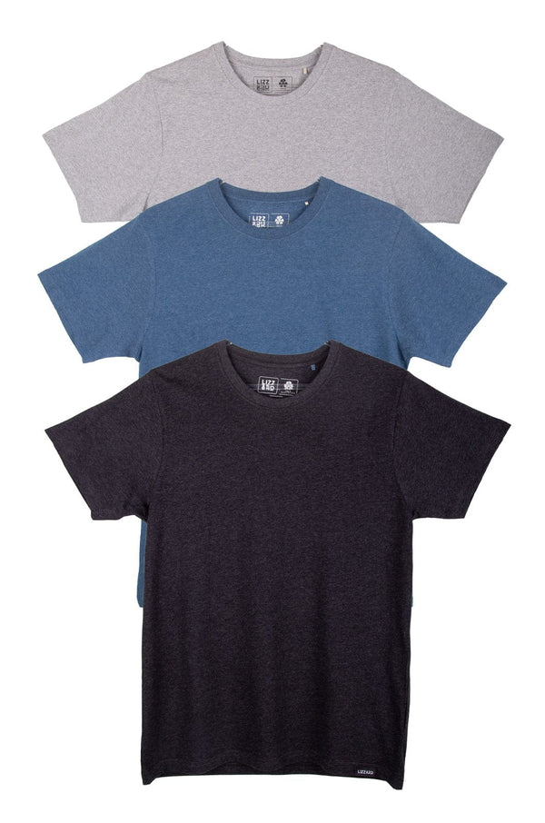 Blanc 3- Mens Three Pack Lizzard apparel Dark Blue/Grey Melange/Charcoal / XS