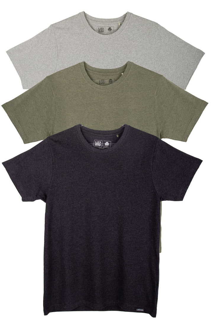 Blanc 3- Mens Three Pack Lizzard apparel Charcoal/Olive/Grey Melange / XS