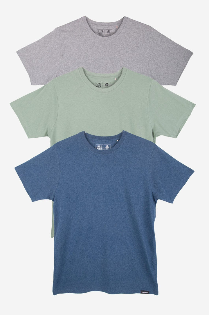 Blanc 3- Mens Three Pack Lizzard apparel Ice Green/Grey Melange/Dark Blue / XS