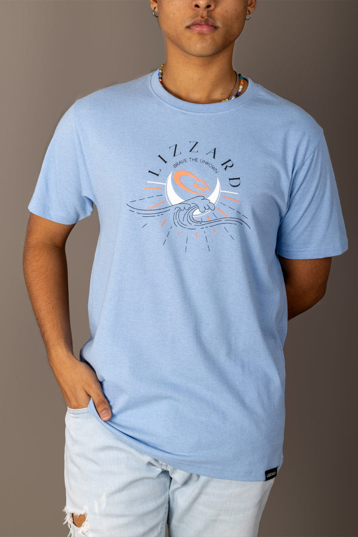 Calixto - Mens S/S Tee Lizzard apparel Light Blue Melange / XS