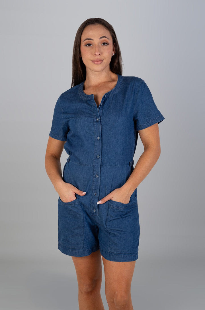 Demure - Ladies Short Onesy Lizzard apparel Dark Denim / S