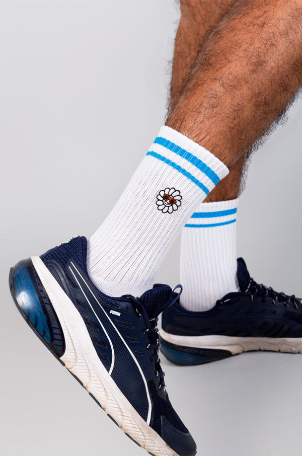 Dillion - Basic Crew Sock Lizzard accessories Blue Daisy / One Size