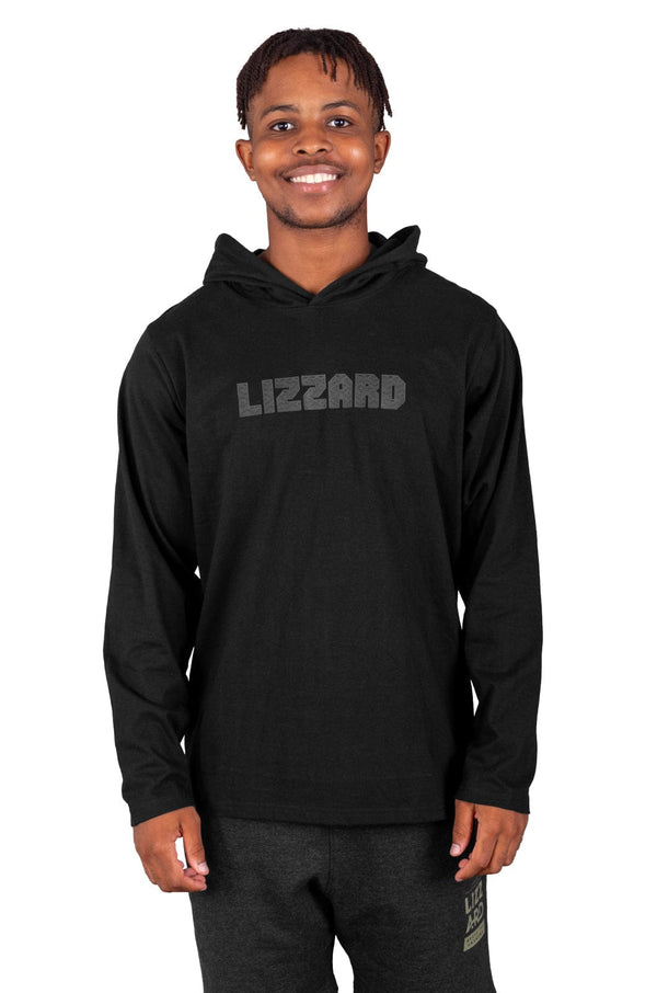 Gibbsite- Mens L/S Hooded Tee Lizzard apparel Black / XS