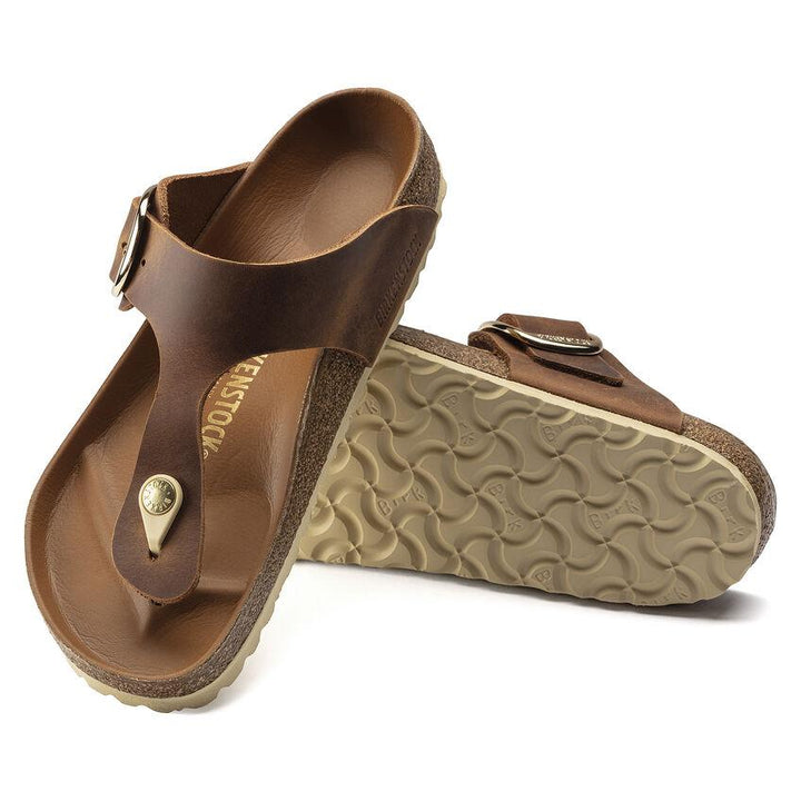 Gizeh Big Buckle Cognac Smooth Leather Bash footwear