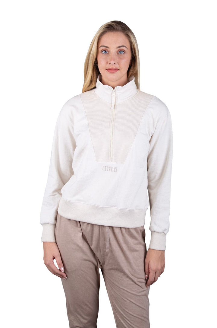 Glenora - Ladies 1/2 Zip Pullover Lizzard apparel Oat Milk / XS