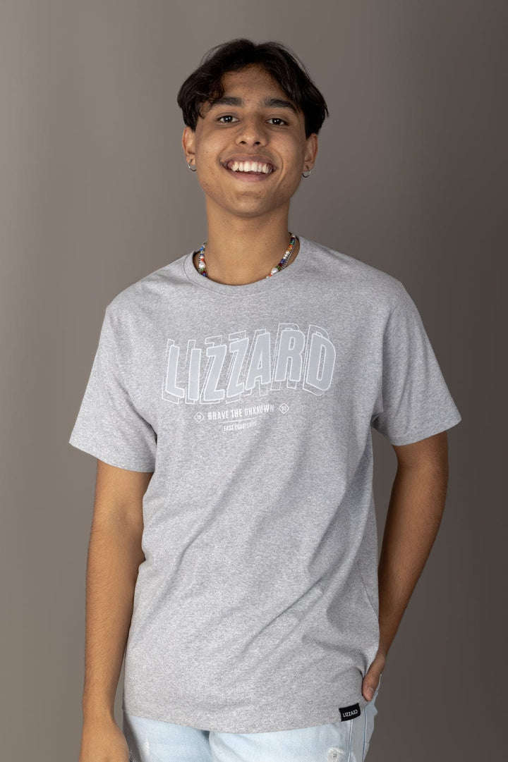 Hinto - Mens S/S Tee Lizzard apparel Grey Melange / XS