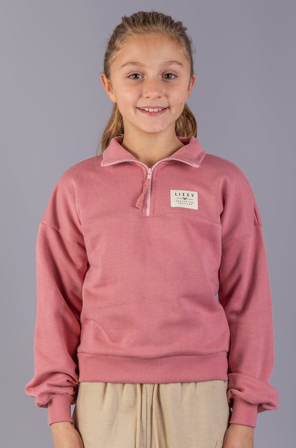 Iolite - Teen Girls L/S 1/3 Zip Pullover Lizzard apparel Old Rose / 6/7