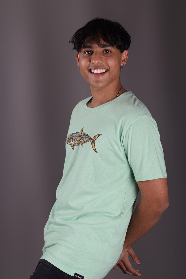 Jaeger- Mens S/S Tee Lizzard apparel Green Melange / XS