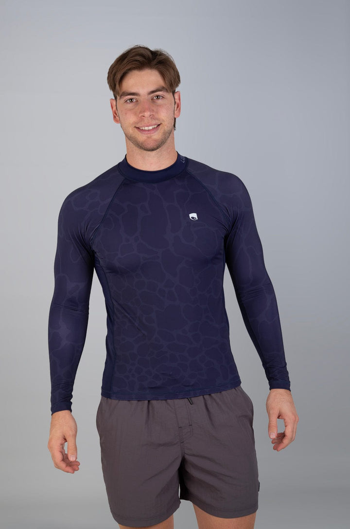 Kadow - Mens L/S Rashie Lizzard swimwear lycra Blue Shark Skin / S