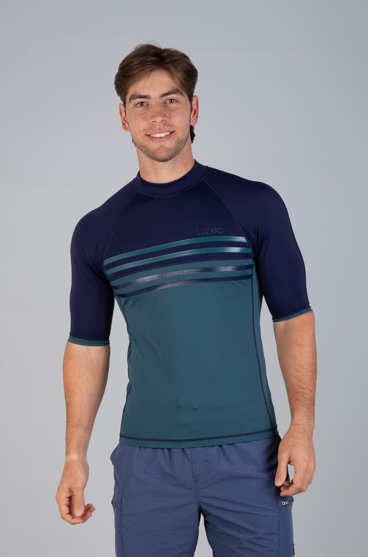 Kalwin - Mens S/S Rashie Lizzard swimwear lycra Mediterranea / XS