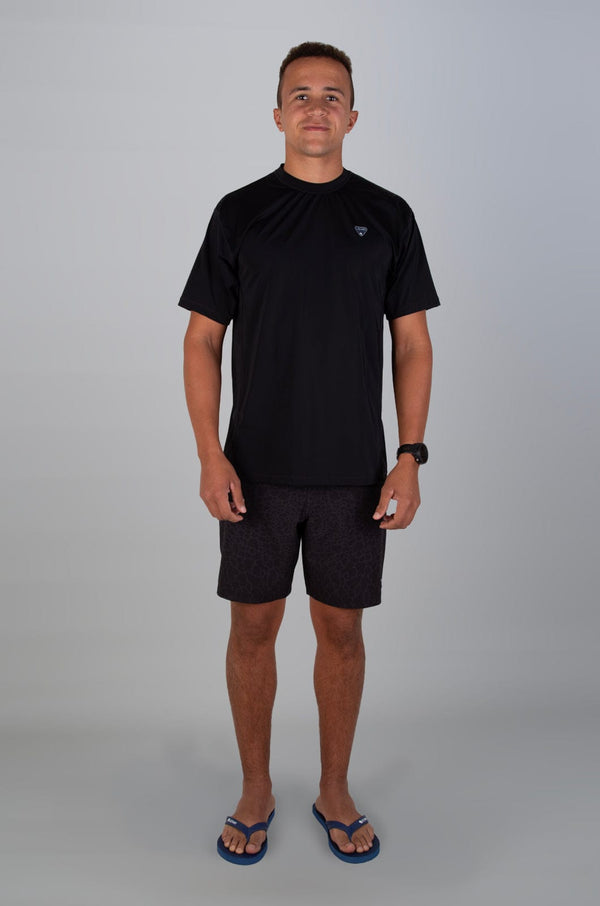 Leeward - Mens S/S Rashie Lizzard swimwear lycra Black / XS