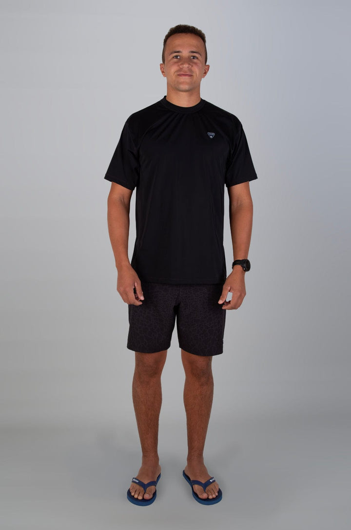 Leeward - Mens S/S Rashie Lizzard swimwear lycra Black / XS