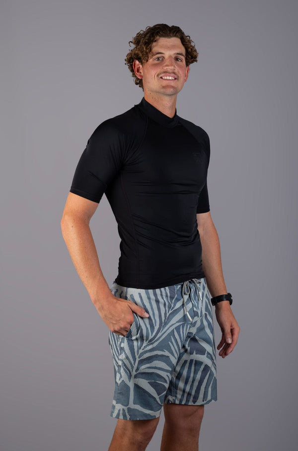 Luger - Mens S/S Rashie Lizzard swimwear lycra Black / XS