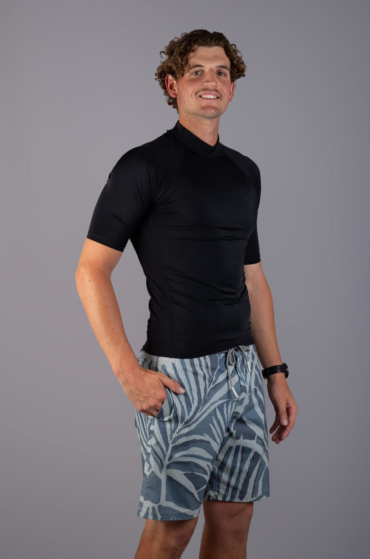 Luger - Mens S/S Rashie Lizzard swimwear lycra Black / XS