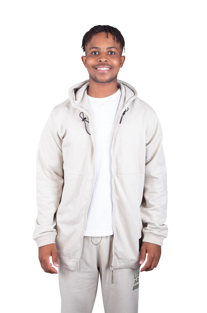 Martinez- Mens Hooded Zip Thru Lizzard apparel Silver Stone / S