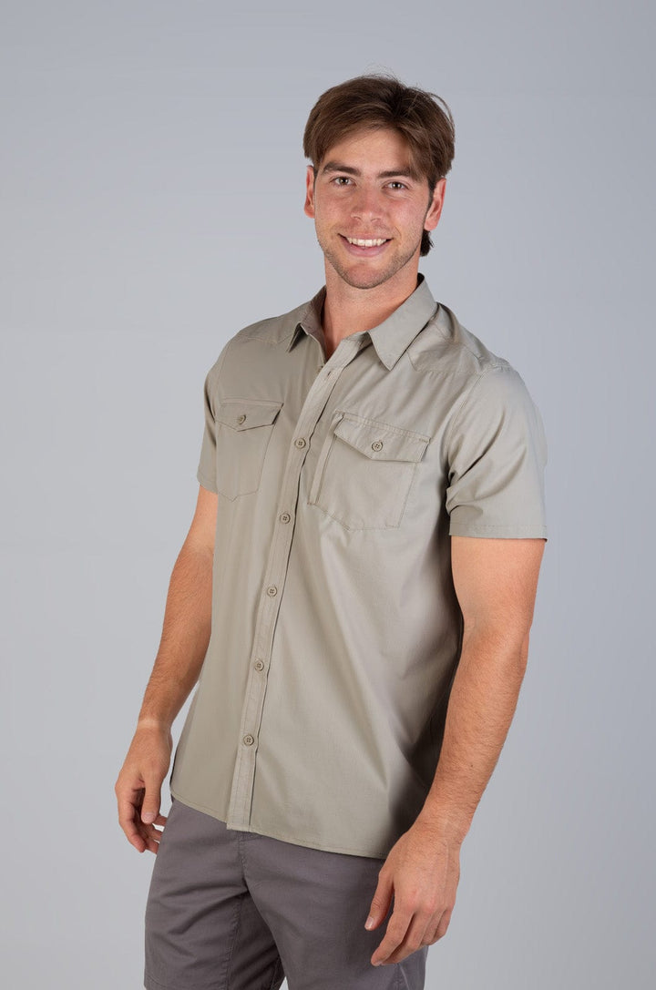 Newark - Mens Button Up Lizzard apparel Island Fossil / S