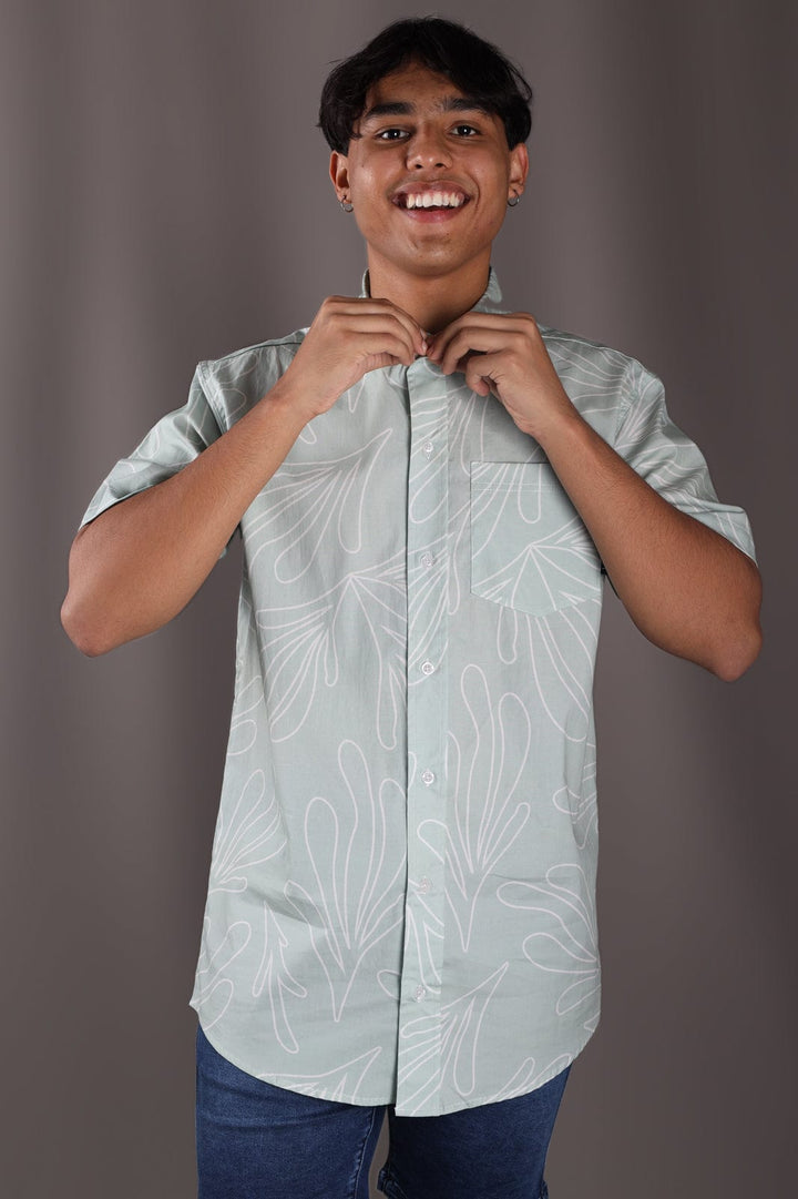 Nishal - Mens Button Up Lizzard apparel Mint / XS