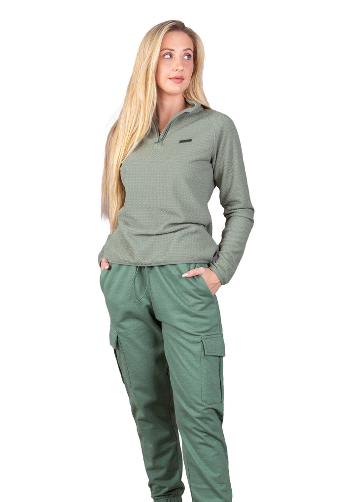 Ossanah - Ladies 1/3 Zip Pullover Lizzard apparel Olive / XS