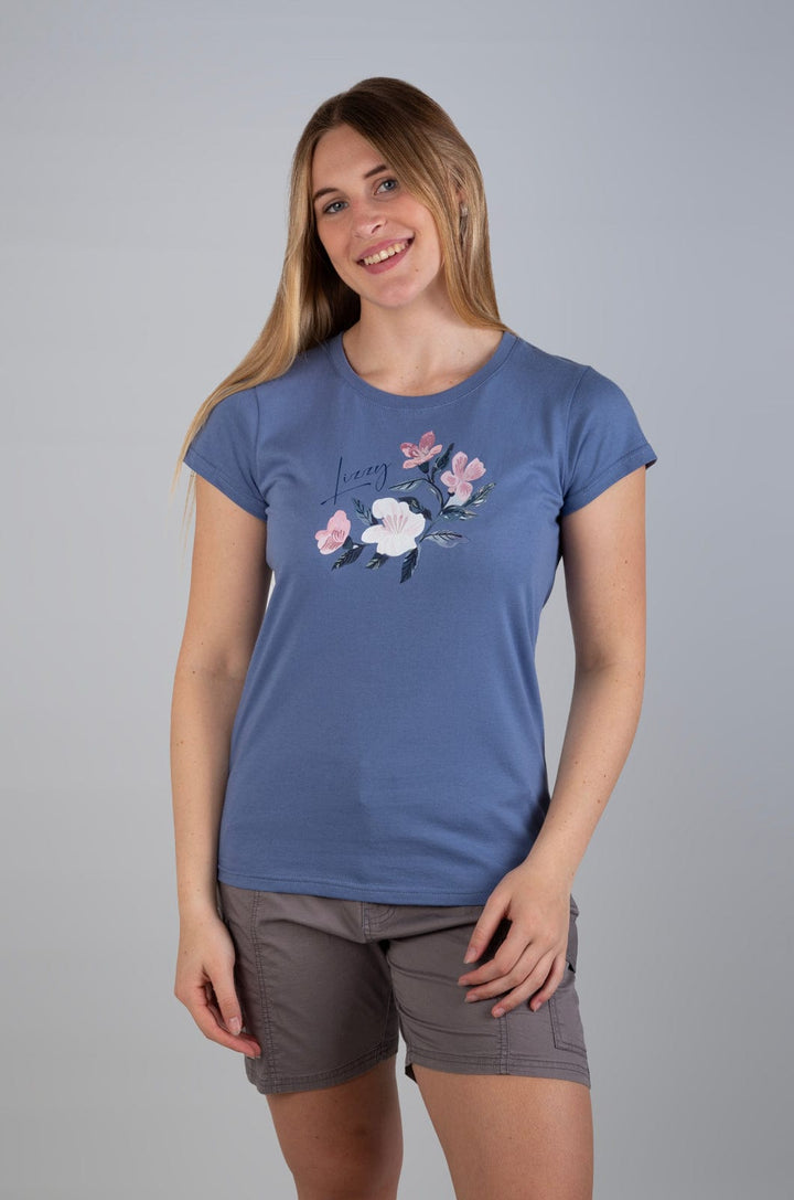 Peonie  - Ladies Cap Slv Tee Lizzard apparel Moonlight Blue / S