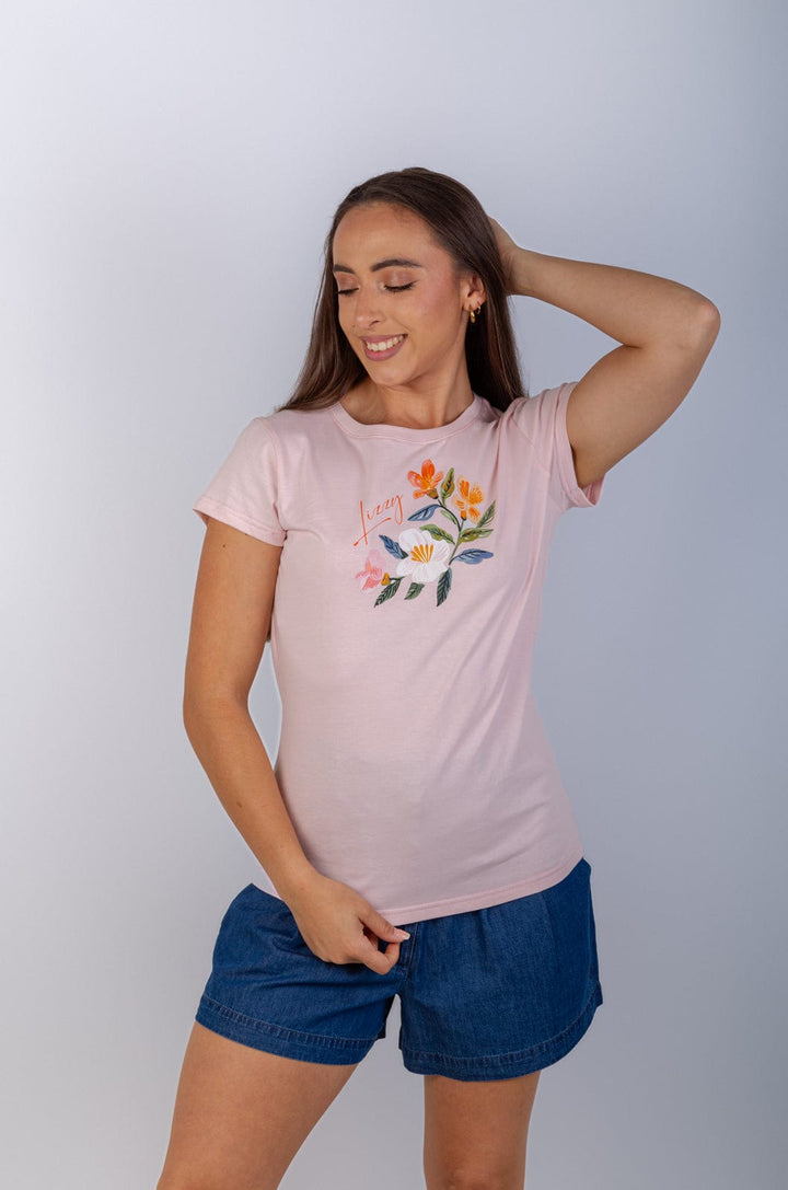 Peonie  - Ladies Cap Slv Tee Lizzard apparel Pale Lilac / XS