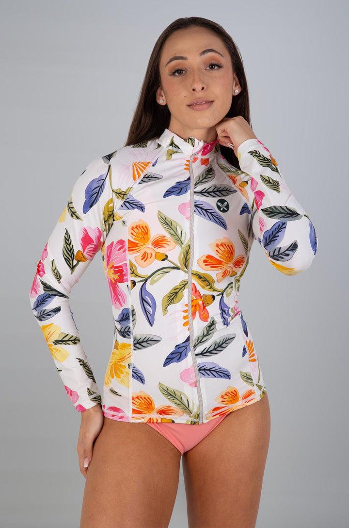 Radiant - Ladies L/S Zip Rashies Lizzard swimwear lycra