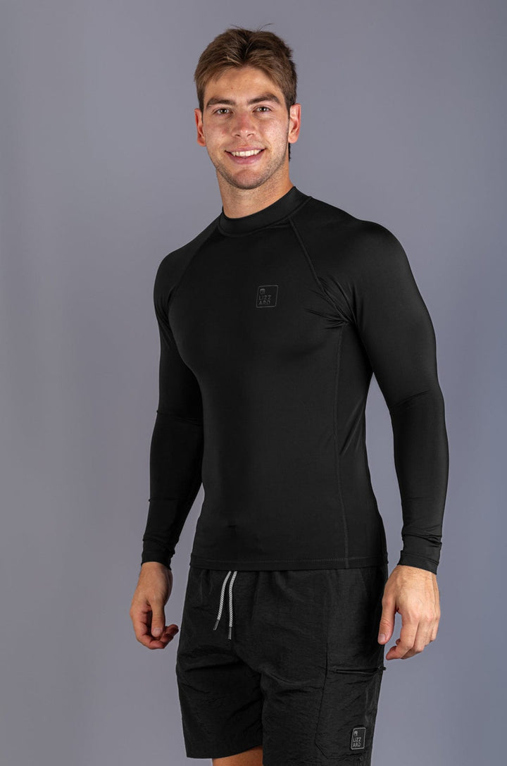 Richter - Mens L/S T/Shirt Rashie Lizzard swimwear lycra Black / XS