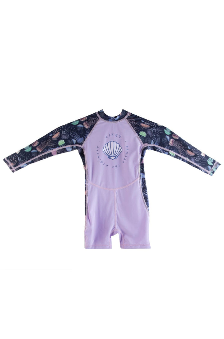 Rockabella - Tot Girls L/S Sunskin Lizzard swimwear lycra Purple Jellyfish / 1/2