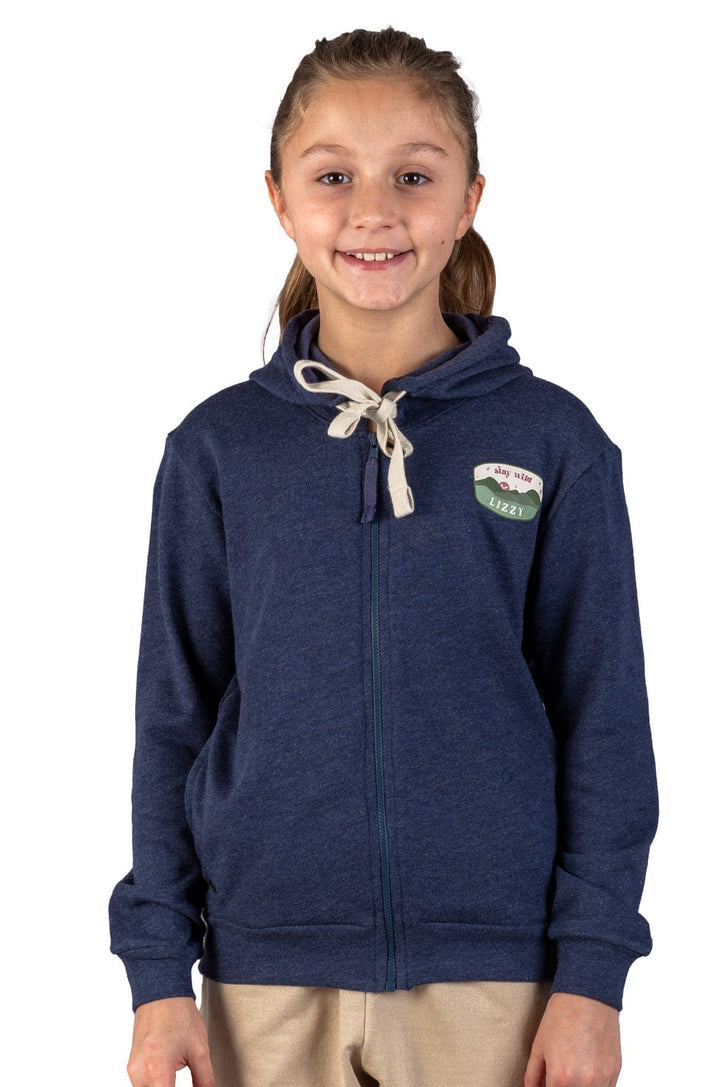 Rourou - Teen Girls L/S Zip Thru Lizzard apparel Navy / 6/7