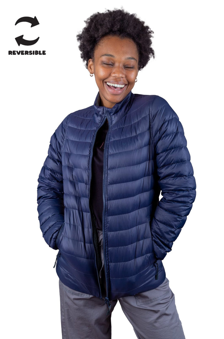 Saydee - Ladies Reversible Puffer Lizzard apparel Navy/Olive / XS