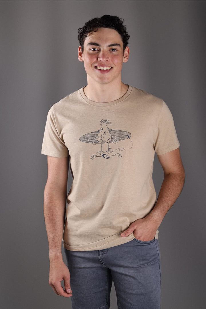 Seagull Surfer- Mens S/S Tee Lizzard apparel Sand Melange / XS