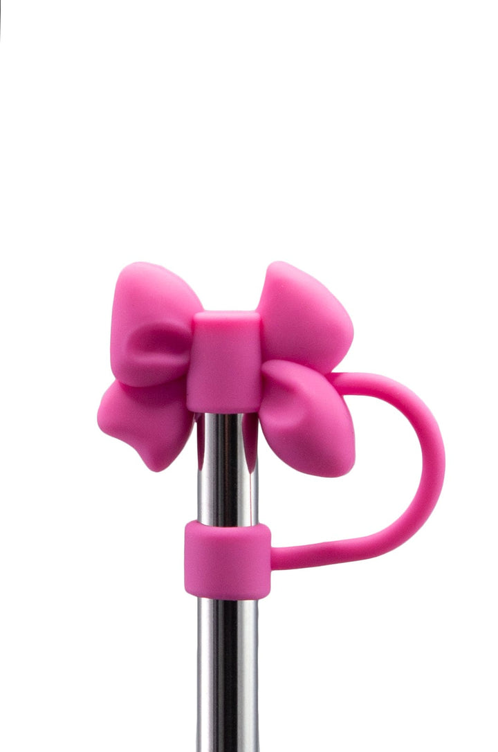 Silicone Straw Cover Lizzard flask Pink Bow / One Size