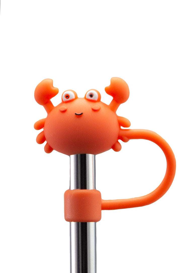 Silicone Straw Cover Lizzard flask Orange Crab / One Size