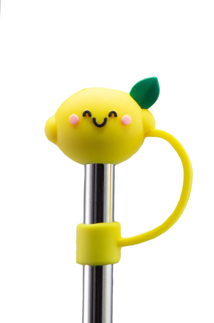 Silicone Straw Cover Lizzard flask Lemon / One Size