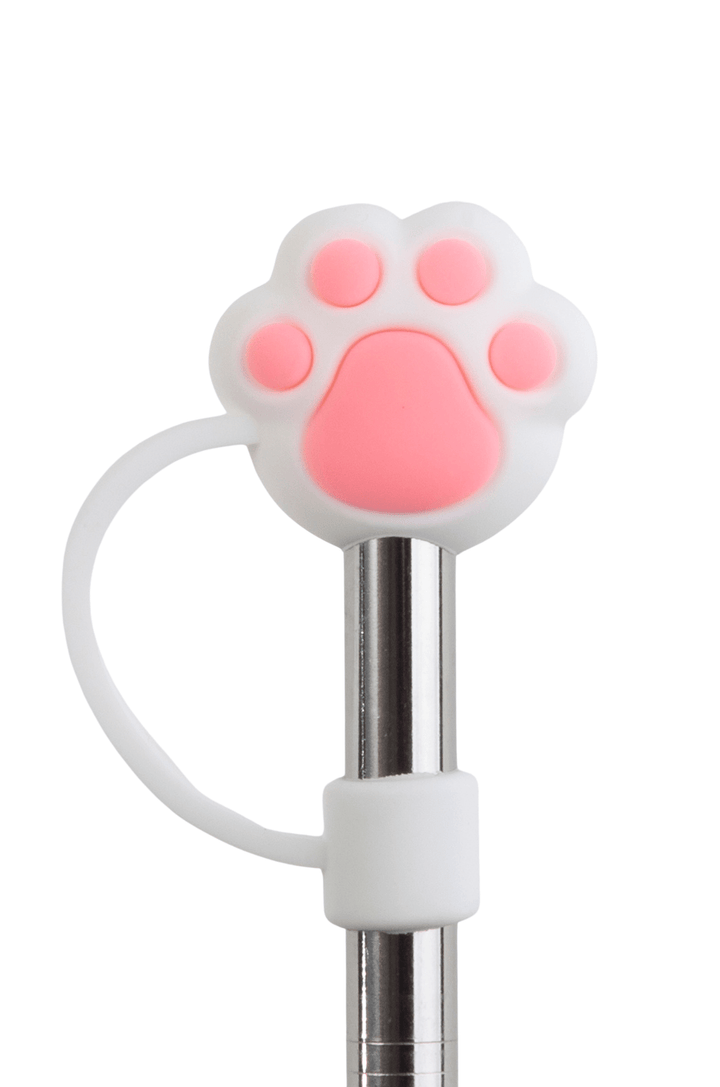 Silicone Straw Cover Lizzard flask Pink Paw / One Size