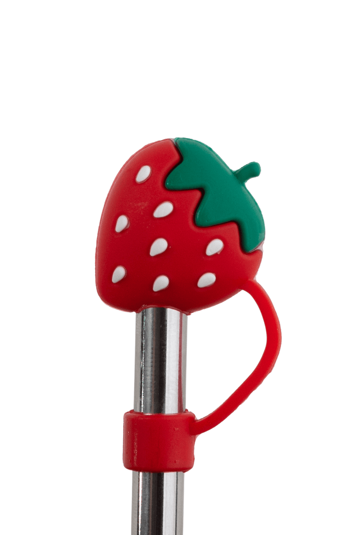 Silicone Straw Cover Lizzard flask Strawberry Red / One Size