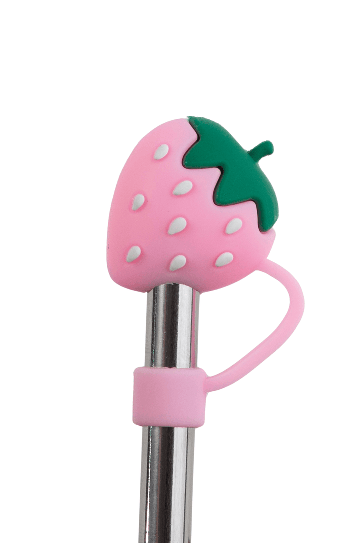 Silicone Straw Cover Lizzard flask Strawberry Pink / One Size