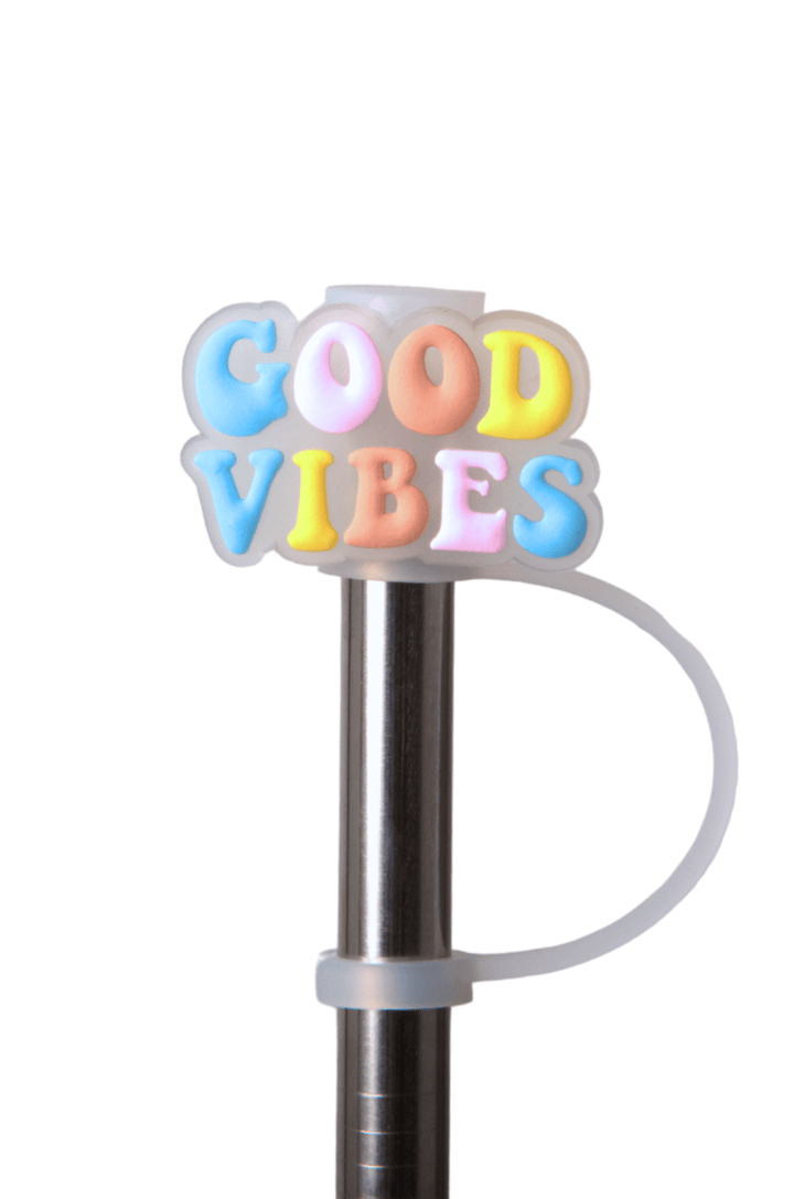 Silicone Straw Cover Lizzard flask Good Vibes / One Size