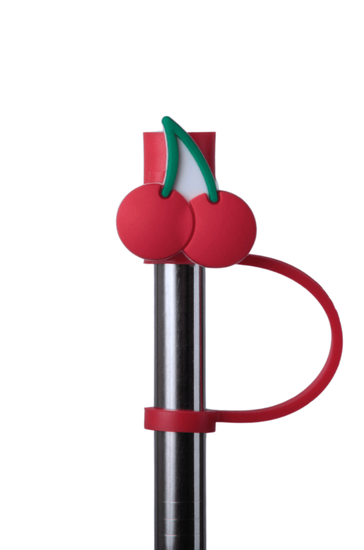 Silicone Straw Cover Lizzard flask Cherry / One Size
