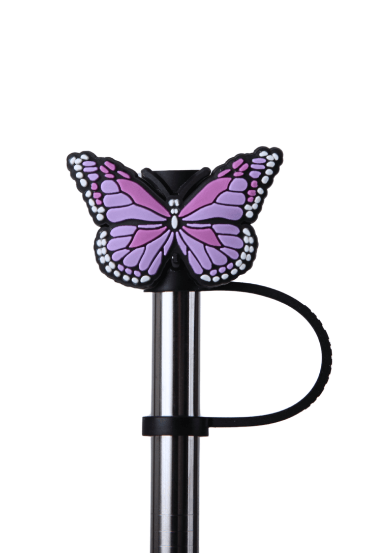 Silicone Straw Cover Lizzard flask Butterfly / One Size